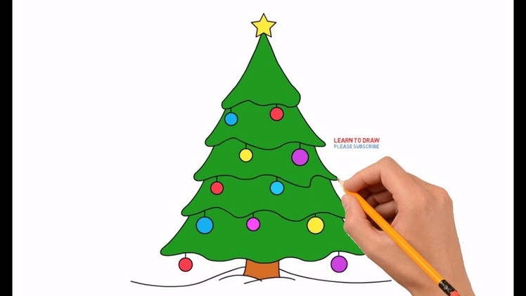 How to Draw a Christmas Tree Step by Step Easy For Kids