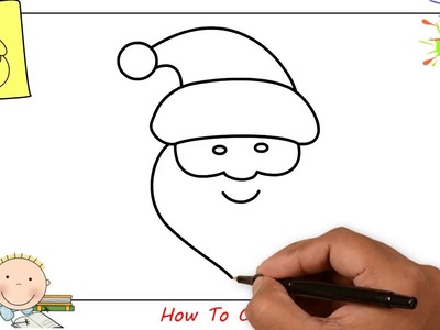 How to draw a santa claus (christmas) EASY step by step for kids, beginners 3