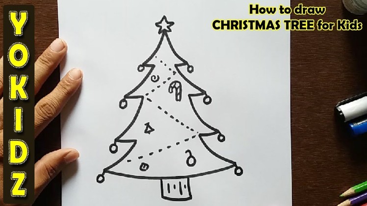 How to draw CHRISTMAS TREE for kids