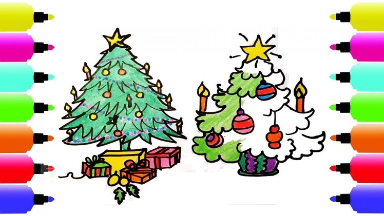 How to draw the Christmas Tree | Coloring Pages for Kids Learn Colors | Christmas Songs