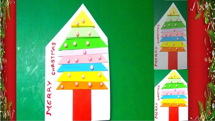HOW TO DRAW VERY SIMPLE "CHRISTMAS CARD" FOR KIDS