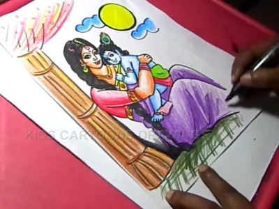 How to Lord Yashoda Krishna Drawing for kids Step By Step