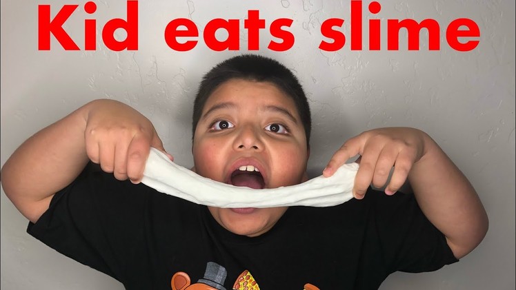 Kids react to kid eats slime diy Christmas slime