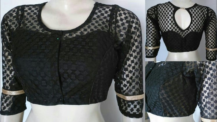 Latest full net blouse cutting and stitching. DIY new pattern net blouse for party