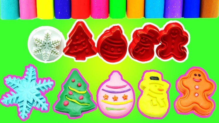 Learn Colors Play Doh Christmas Molds | DIY Playdoh Christmas Tree Snowman & Nursery Rhyme for Kids