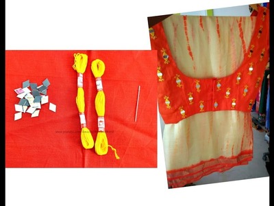 Mirror work designer blouse making at home - Simple and Easy