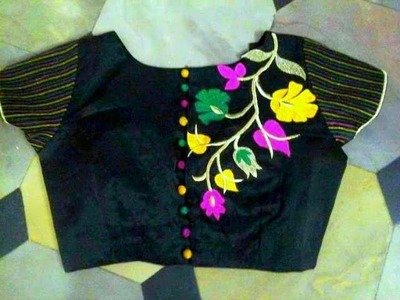 Multi colored self designing blouse making  at home  suitable to all types of saree's
