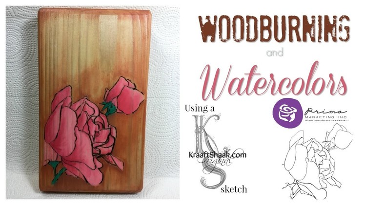 My first wood burning, or Pyrography, & Prima Marketing confections  - Watercolor Wednesday