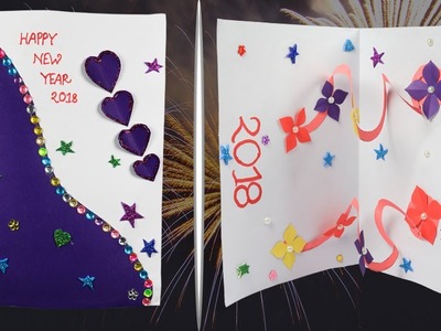 New Year Card 2018: How to make new year card easily | New Year pop up card (handmade)