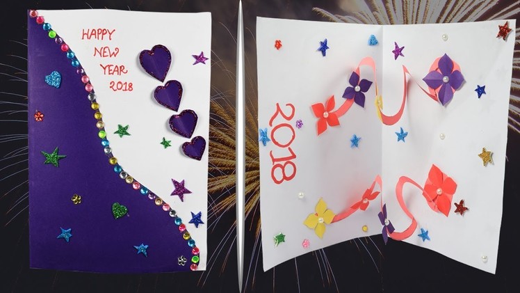 New Year Card 2018: How to make new year card easily | New Year pop up card (handmade)