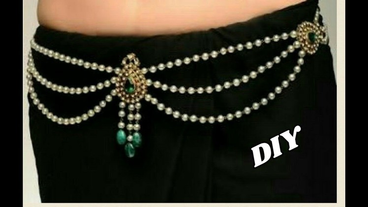 Pearl waist chain - Making with pearl beads | 2 in 1 long haram | jewellery tutorials