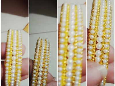 Pretty pearl bangles making with pearls and silk thread