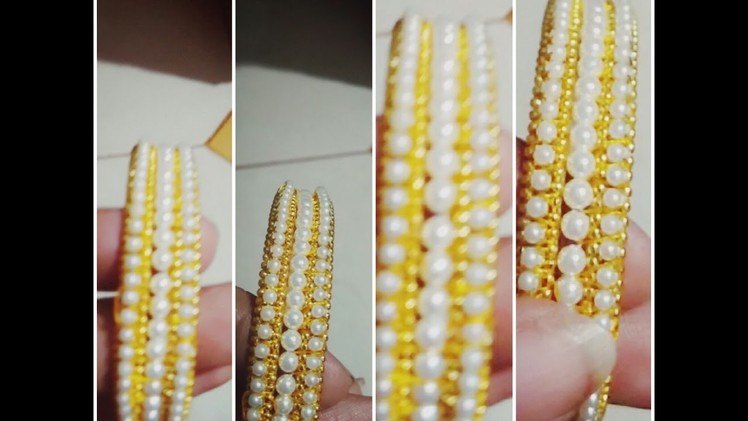 Pretty pearl bangles making with pearls and silk thread