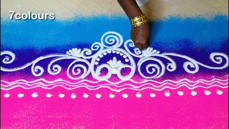 Sanskar bharati rangoli design  | Easy kolam designs | DIY muggulu _ 7colours