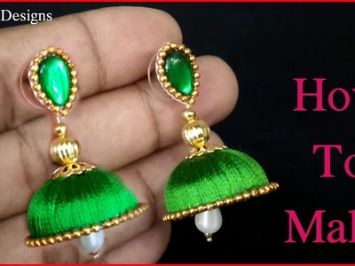 Silk thread earrings making | jhumkas making tutorial at home | silk thread jewellery making | Diy