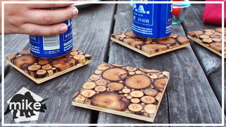 Sliced wood coasters
