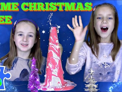 SLIME CHRISTMAS TREE!  Holiday Slime -- Christmas Slime Recipe!