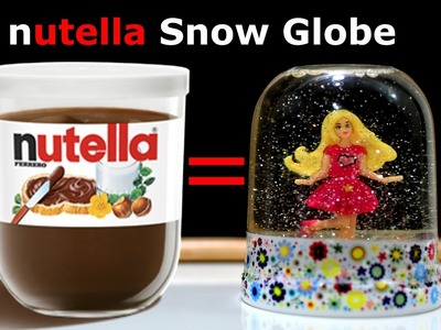 Snow globe Ballerina - Nutella jar Glitter Water Glitzi art craft tutorial diy hacks kids fun play