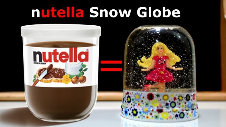 Snow globe Ballerina - Nutella jar Glitter Water Glitzi art craft tutorial diy hacks kids fun play