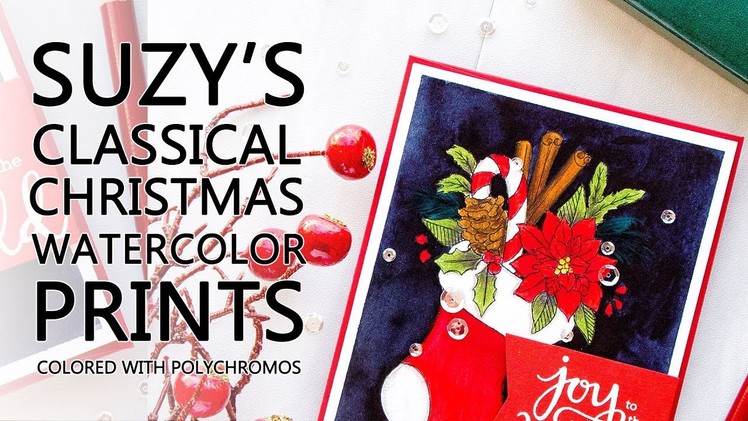 Suzy's Classical Christmas Watercolor Prints by Simon colored with Polychromos Pencils