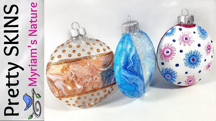 42]  Using ACRYLIC SKINS - 2 Dirty Pours & Fractals NEATLY added to ORNAMENTS - Tips & Techniques