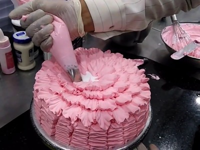 A tutorial to make beautiful cake of flower design  with lots of cream.