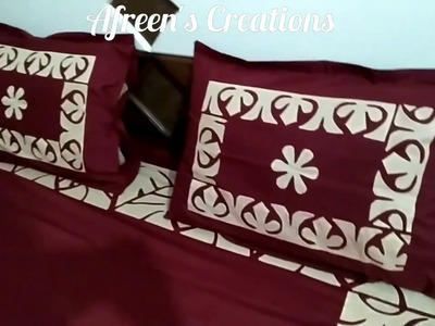 Applique work Designs for Bed sheets.Pillow Cover Pattern 1