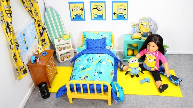 Baby Doll Minions Bedroom with Despicable Me 3 Blind Bags & American Girl doll play