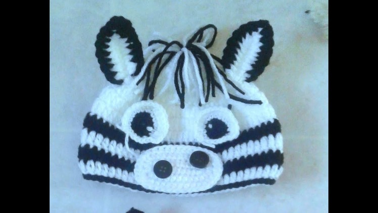 Crochet baby zebra beanie
