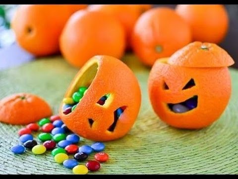 DIY Halloween :  How To Make A Fruit Orange Pumpkin Candy Cup