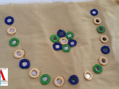 Donut mirror embroidery blouse work. silk thread mirror embroidery patches for blouse at home