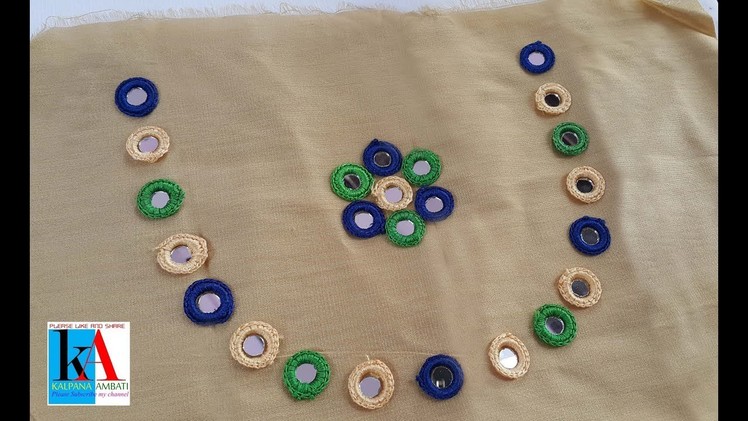 Donut mirror embroidery blouse work. silk thread mirror embroidery patches for blouse at home