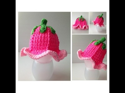 Flower Baby Girl Hat - Hot Pink and Light Pink Tulip Hat  -