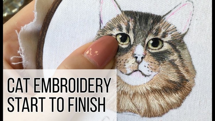 Full Embroidery from Start to Finish. Cat Embroidery - Stitching Sabbatical