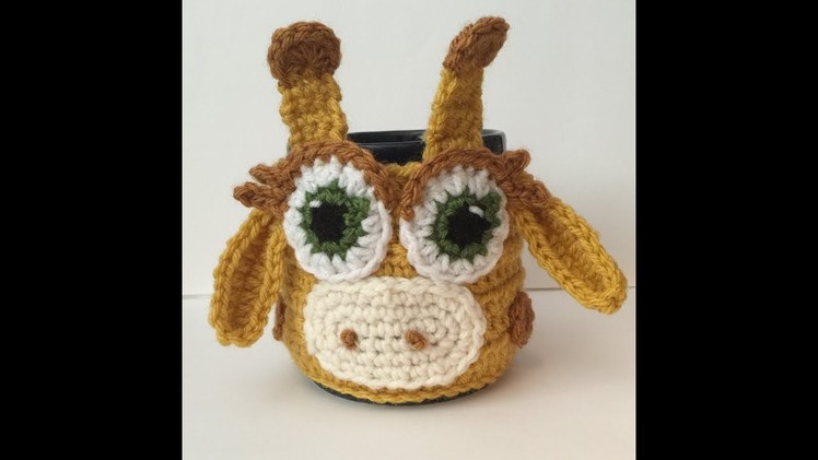 Hand Crocheted Cute Giraffe Mug Cozy - Video Tutorial