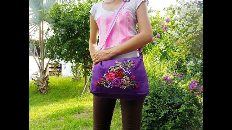 Handbag with Ribbon Embroidery Tutorial Part 5