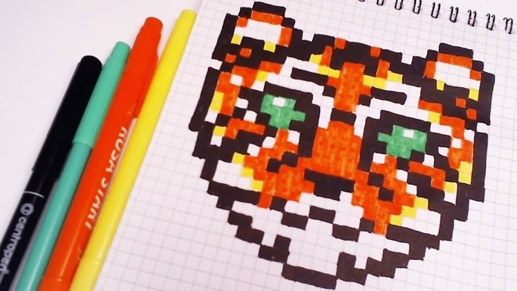 Handmade Pixel Art - How To Draw A Tiger