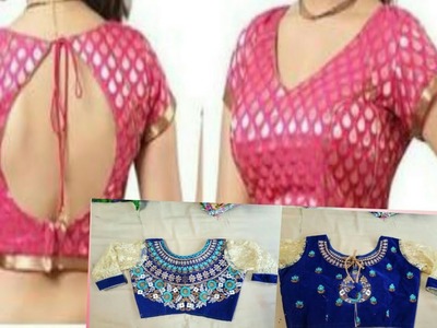 Heavy sari designer blouse back side open silai Kaise kare