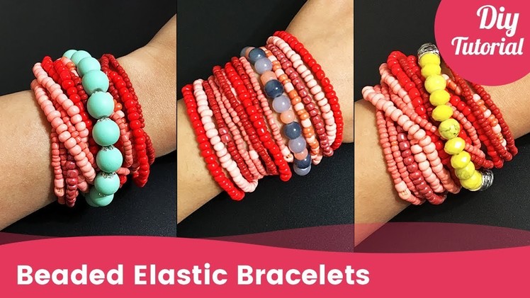 How to Easily Make a Beaded Elastic Bracelet. Stretch Bracelet in Minutes