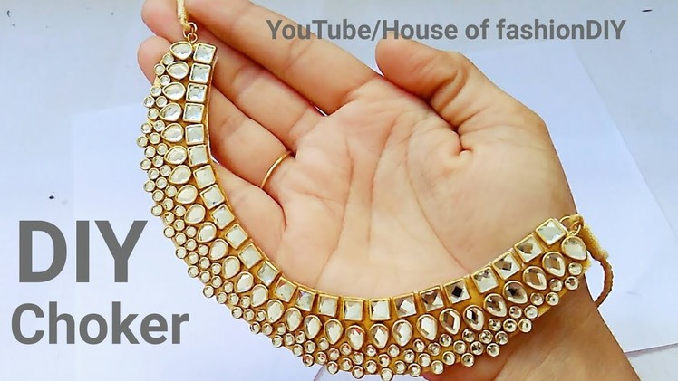 How To Make Designer Kundan Choker At Home||Latest Jewellery||Party ware Necklace. !