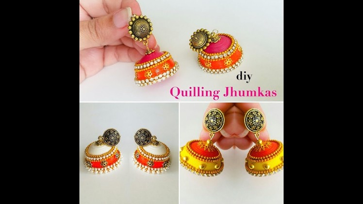 How to make Quilling jhumkas||making beautiful designer quilling jhumkas