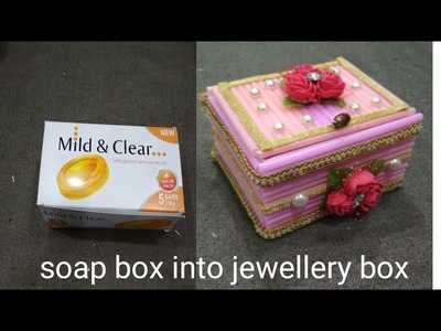 Jewellery box making at  home.with straws & soap box.jewellery box diy|Best out of waste soap box