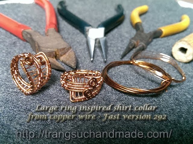 Large ring inspired shirt collar from copper wire - Fast version 292