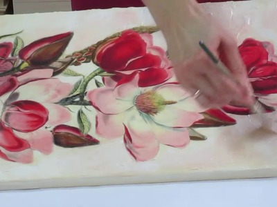 Magnolia flowers. Decoupage on canvas tutorial - DIY