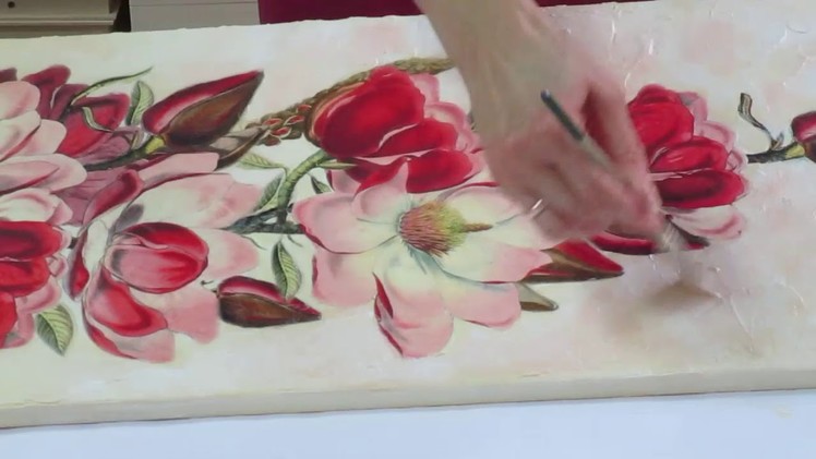 Magnolia flowers. Decoupage on canvas tutorial - DIY