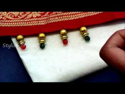 Making of Pallu kuchulu || Saree KUCHU || Brocade Dupatta Crystal & Gold beads
