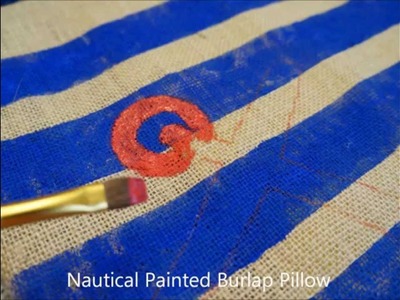 Nautical Painted Burlap Pillow