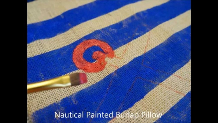 Nautical Painted Burlap Pillow