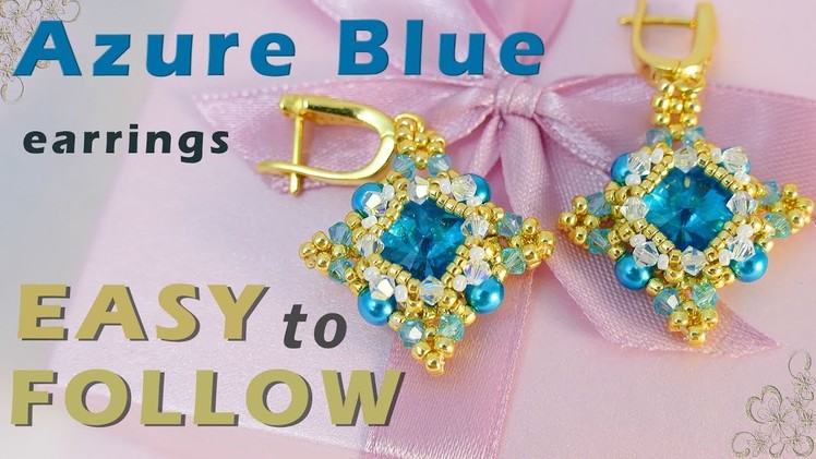 Tutorial Azure Blue earrings with 12 mm rivolis