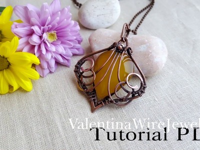 Tutorial Wire wrapped Copper YELLOW ONYX pendant